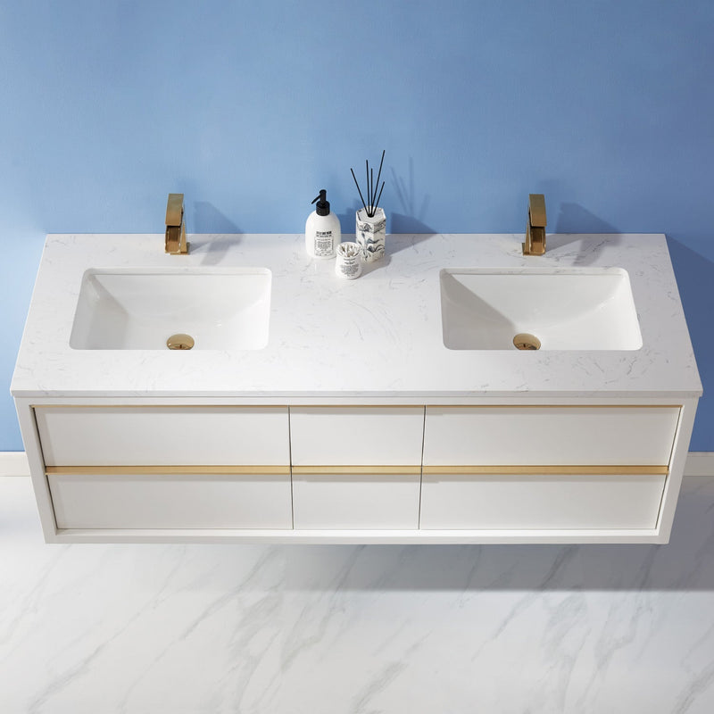 Altair Designs Morgan 60" Double Bathroom Vanity Set in White and Composite Aosta White Stone Countertop - 534060-WH-AW-NM - Backyard Provider