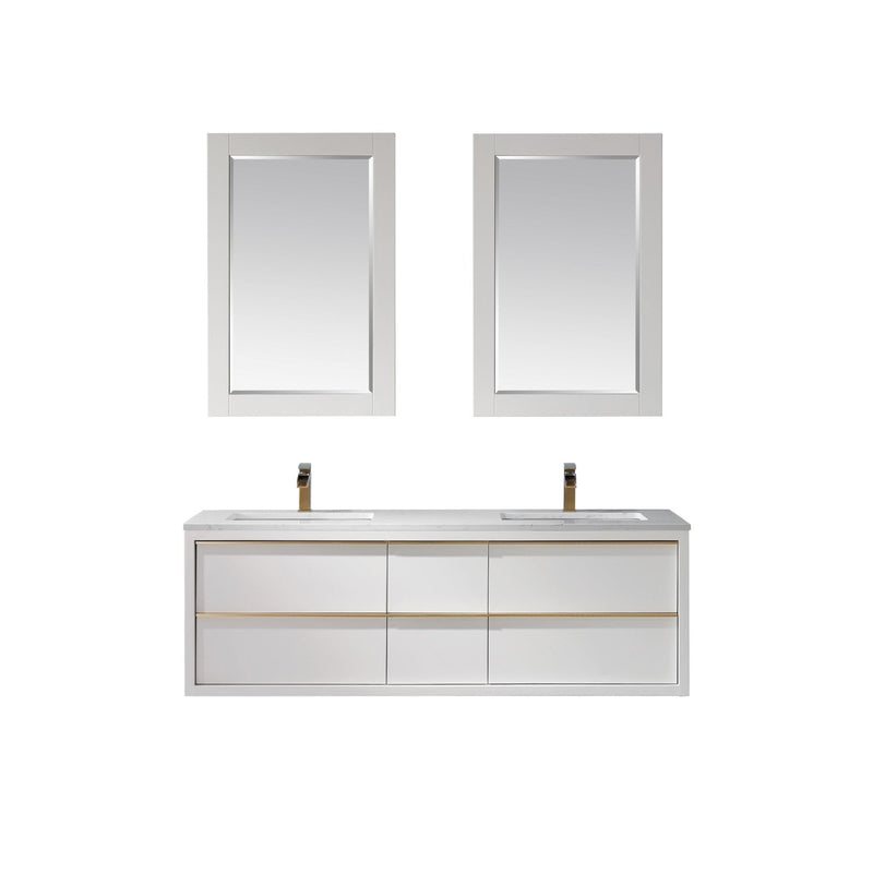 Altair Designs Morgan 60" Double Bathroom Vanity Set in White and Composite Aosta White Stone Countertop - 534060-WH-AW-NM - Backyard Provider