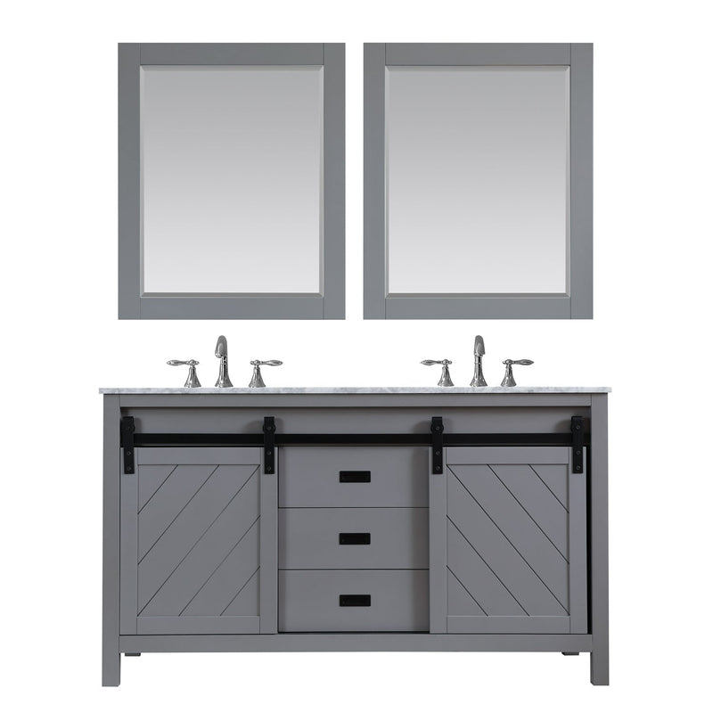 Altair Designs Kinsley 60" Double Bathroom Vanity Set with Carrara White Marble Countertop - 536060-WH-CA-NM - Backyard Provider