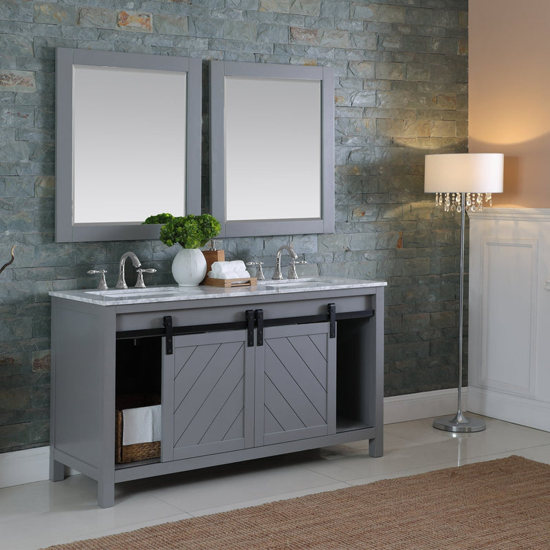 Altair Designs Kinsley 60" Double Bathroom Vanity Set with Carrara White Marble Countertop - 536060-WH-CA-NM - Backyard Provider