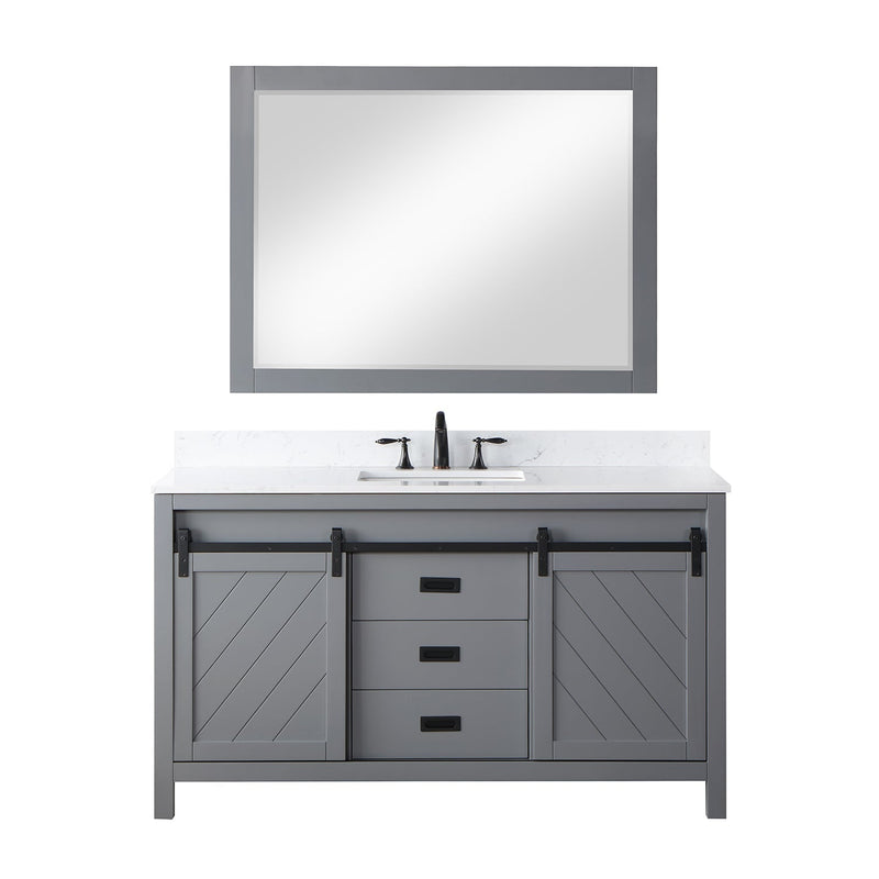 Altair Designs Kinsley 60" Single Bathroom Vanity Set with Aosta White Marble Countertop - 536060S-WH-AW-NM - Backyard Provider