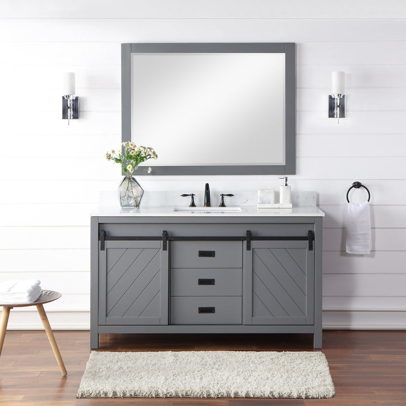 Altair Designs Kinsley 60" Single Bathroom Vanity Set with Aosta White Marble Countertop - 536060S-WH-AW-NM - Backyard Provider