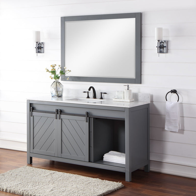 Altair Designs Kinsley 60" Single Bathroom Vanity Set with Aosta White Marble Countertop - 536060S-WH-AW-NM - Backyard Provider