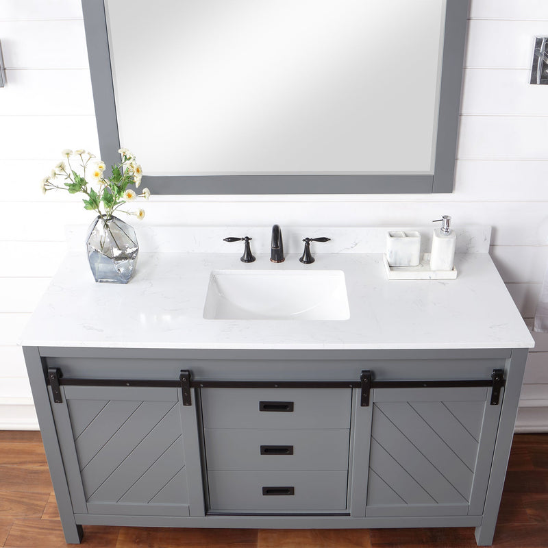 Altair Designs Kinsley 60" Single Bathroom Vanity Set with Aosta White Marble Countertop - 536060S-WH-AW-NM - Backyard Provider