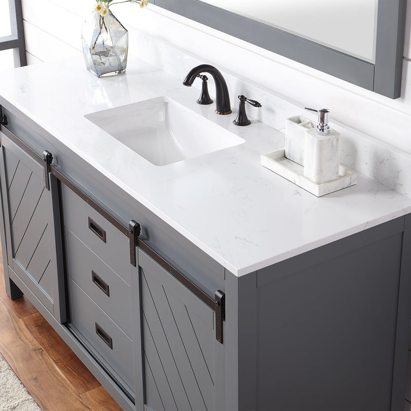 Altair Designs Kinsley 60" Single Bathroom Vanity Set with Aosta White Marble Countertop - 536060S-WH-AW-NM - Backyard Provider