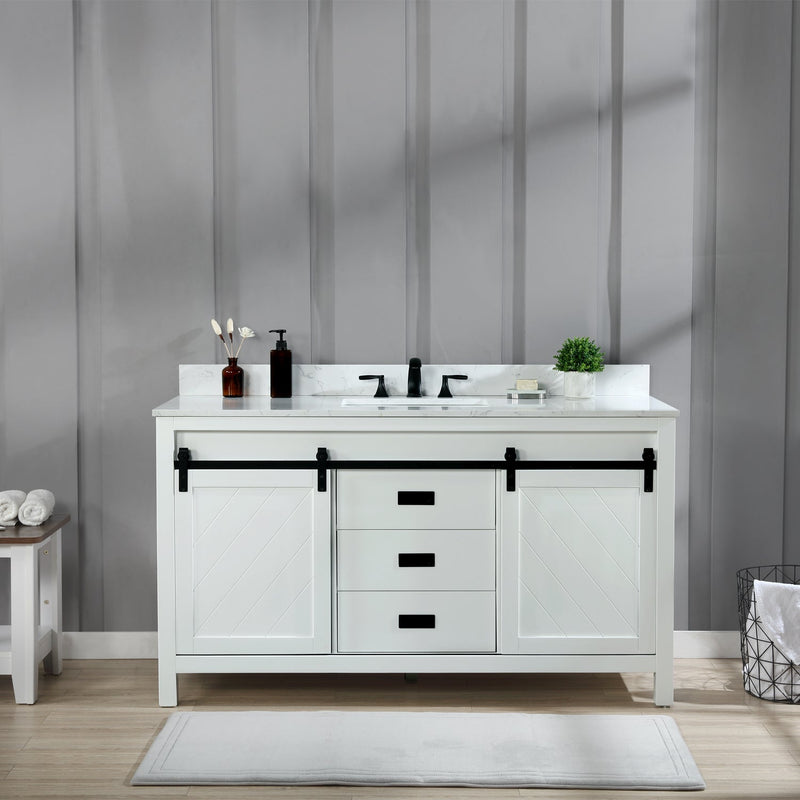 Altair Designs Kinsley 60" Single Bathroom Vanity Set with Aosta White Marble Countertop - 536060S-WH-AW-NM - Backyard Provider