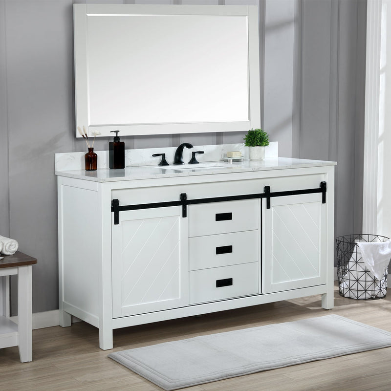 Altair Designs Kinsley 60" Single Bathroom Vanity Set with Aosta White Marble Countertop - 536060S-WH-AW-NM - Backyard Provider