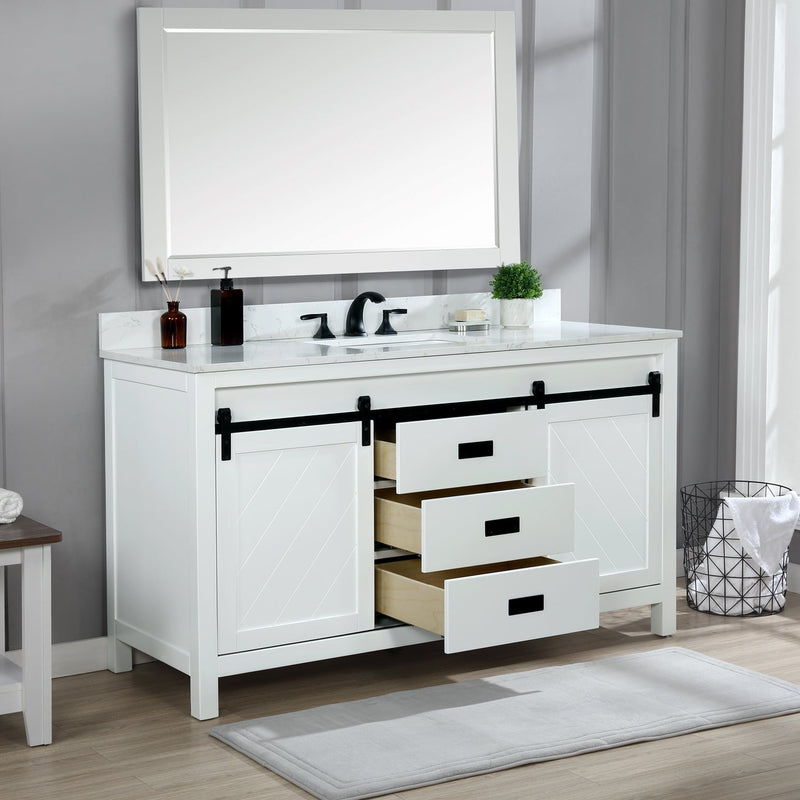 Altair Designs Kinsley 60" Single Bathroom Vanity Set with Aosta White Marble Countertop - 536060S-WH-AW-NM - Backyard Provider