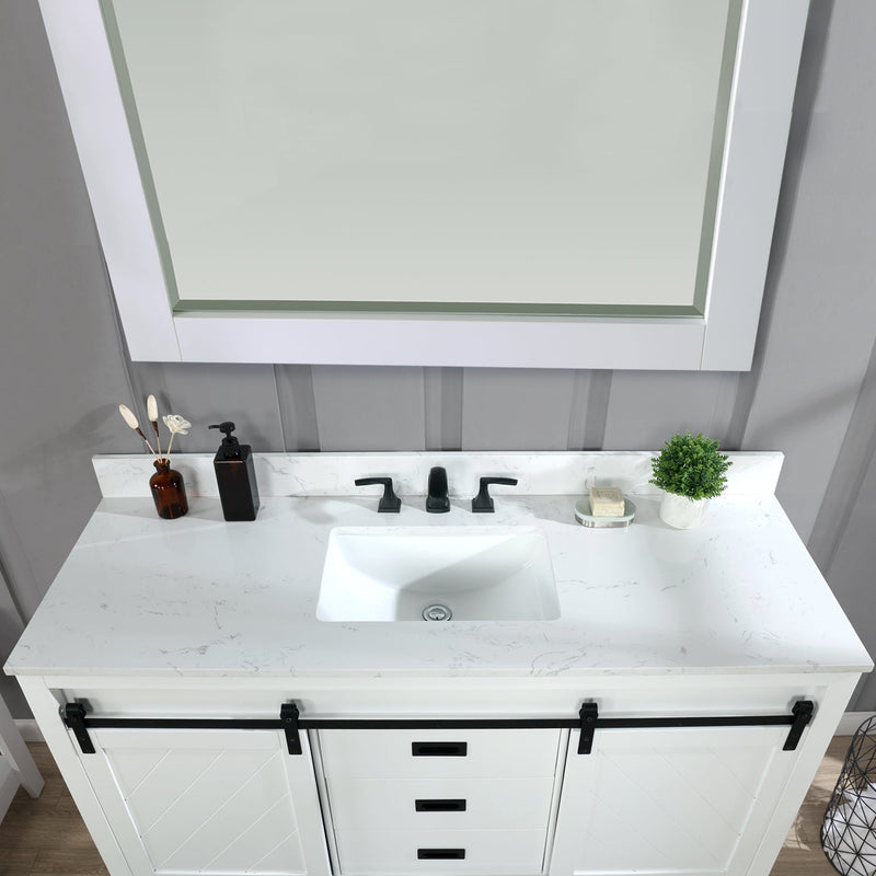 Altair Designs Kinsley 60" Single Bathroom Vanity Set with Aosta White Marble Countertop - 536060S-WH-AW-NM - Backyard Provider