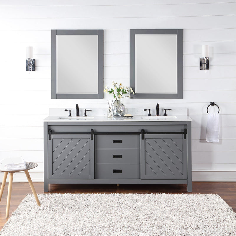 Altair Designs Kinsley 72" Double Bathroom Vanity Set with Aosta White Marble Countertop - 536072-WH-AW-NM - Backyard Provider