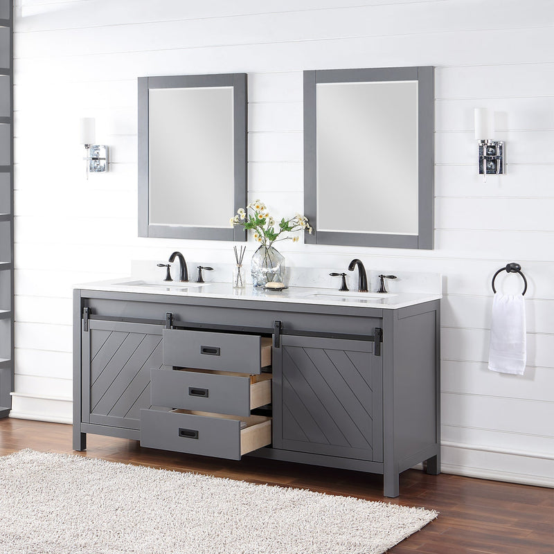 Altair Designs Kinsley 72" Double Bathroom Vanity Set with Aosta White Marble Countertop - 536072-WH-AW-NM - Backyard Provider