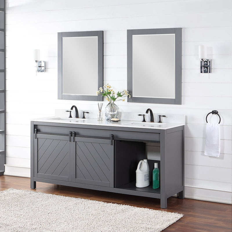 Altair Designs Kinsley 72" Double Bathroom Vanity Set with Aosta White Marble Countertop - 536072-WH-AW-NM - Backyard Provider