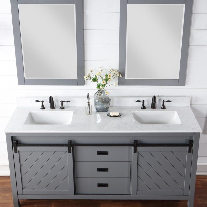 Altair Designs Kinsley 72" Double Bathroom Vanity Set with Aosta White Marble Countertop - 536072-WH-AW-NM - Backyard Provider