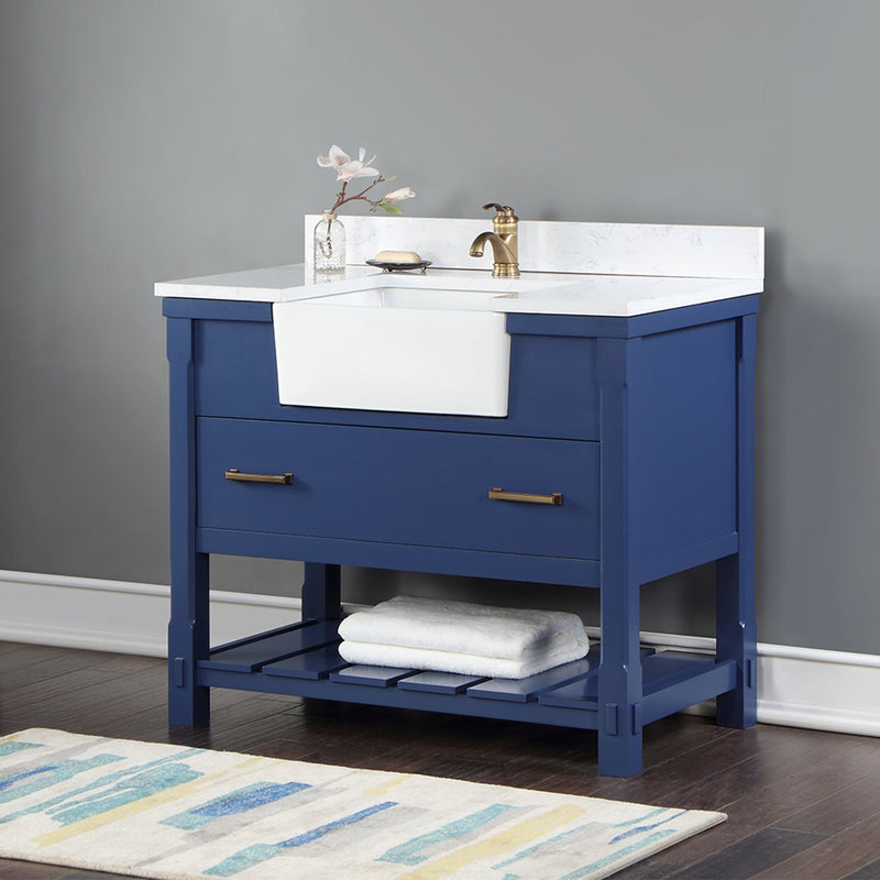 Altair Designs Georgia 42" Single Bathroom Vanity with White Farmhouse Basin - 537042-JB-AW-NM - Backyard Provider