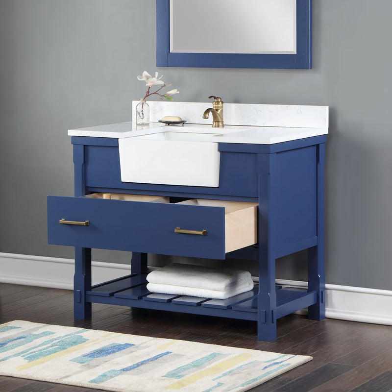 Altair Designs Georgia 42" Single Bathroom Vanity with White Farmhouse Basin - 537042-JB-AW-NM - Backyard Provider