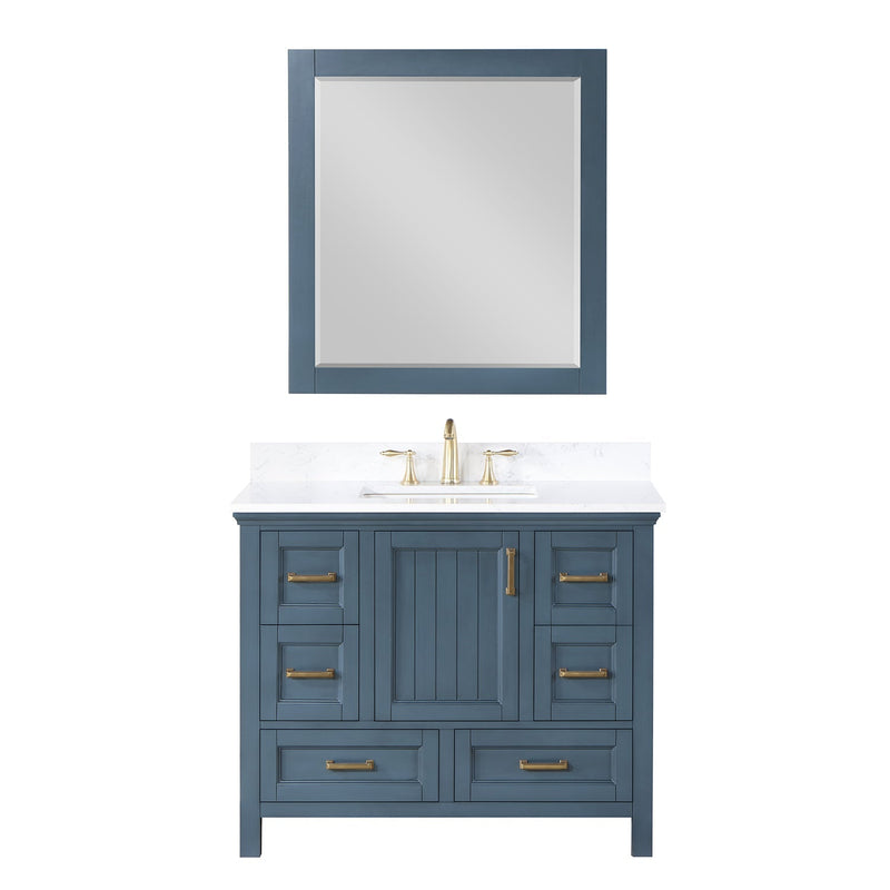 Altair Designs Isla 42" Single Bathroom Vanity Set with Composite Aosta White Stone Countertop - 538042-GR-AW-NM - Backyard Provider