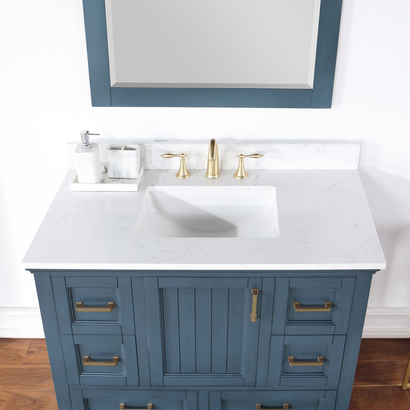 Altair Designs Isla 42" Single Bathroom Vanity Set with Composite Aosta White Stone Countertop - 538042-GR-AW-NM - Backyard Provider