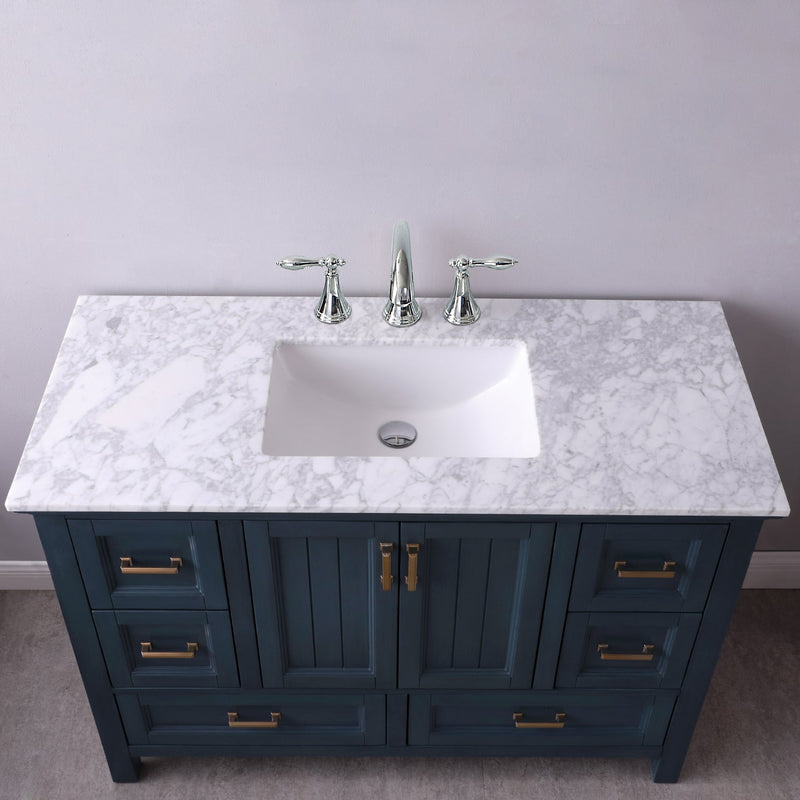 Altair Designs Isla 48" Single Bathroom Vanity Set with Carrara White Marble Countertop - 538048-WH-CA-NM - Backyard Provider