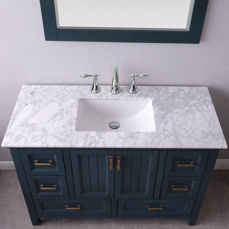 Altair Designs Isla 48" Single Bathroom Vanity Set with Carrara White Marble Countertop - 538048-WH-CA-NM - Backyard Provider