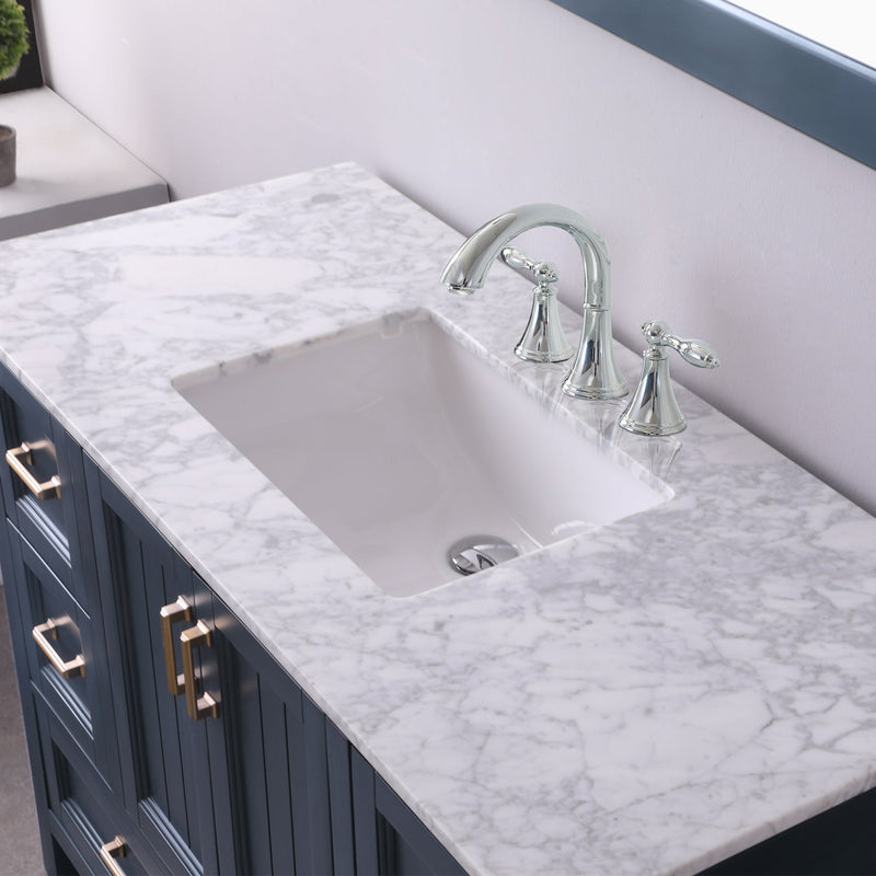 Altair Designs Isla 48" Single Bathroom Vanity Set with Carrara White Marble Countertop - 538048-WH-CA-NM - Backyard Provider