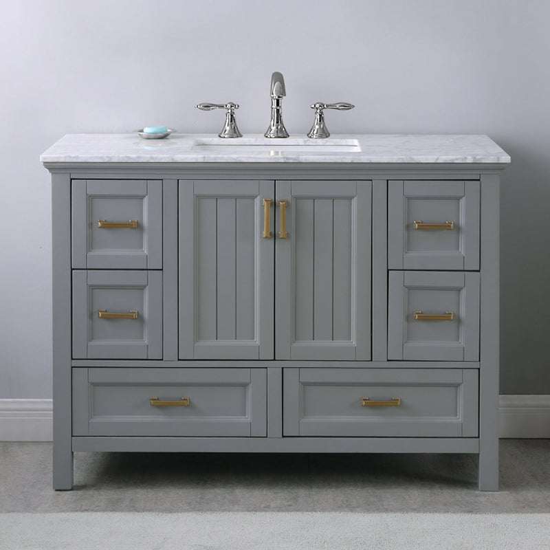 Altair Designs Isla 48" Single Bathroom Vanity Set with Carrara White Marble Countertop - 538048-WH-CA-NM - Backyard Provider