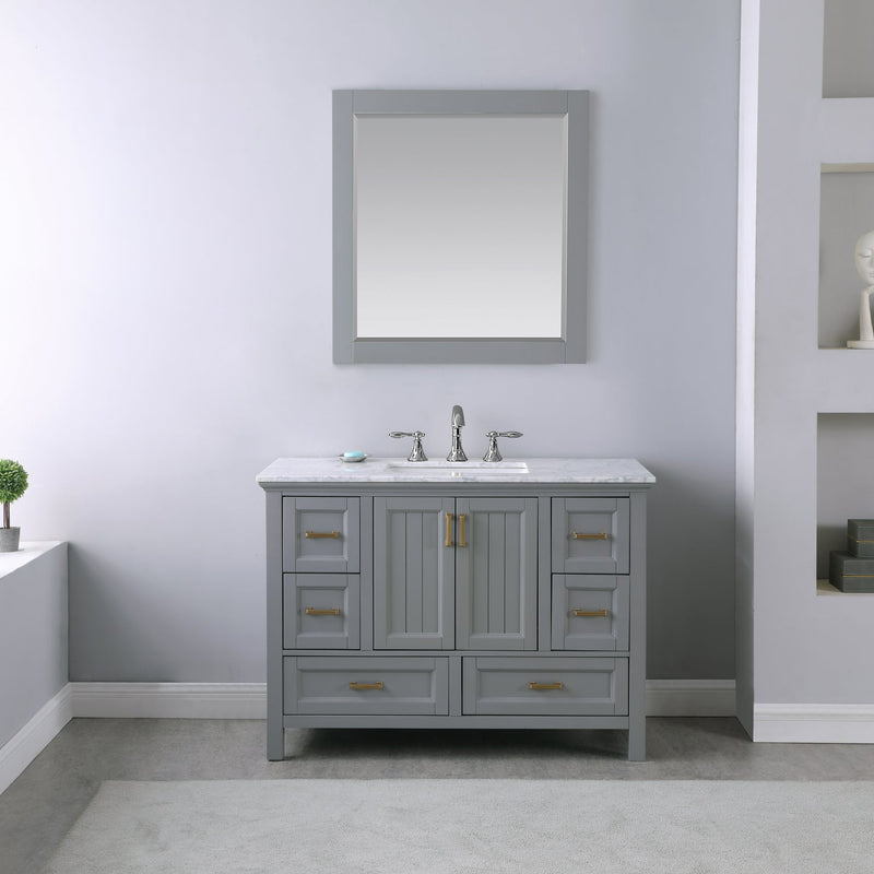 Altair Designs Isla 48" Single Bathroom Vanity Set with Carrara White Marble Countertop - 538048-WH-CA-NM - Backyard Provider