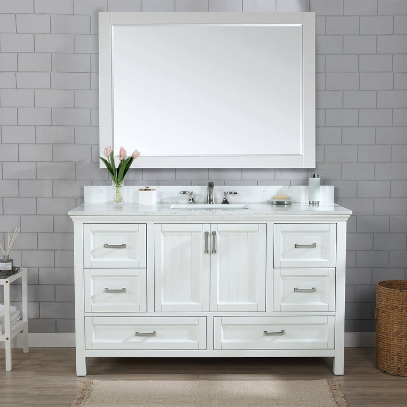 Altair Designs Isla 60" Single Bathroom Vanity Set with White Composite Aosta Marble Countertop - 538060S-WH-AW-NM - Backyard Provider