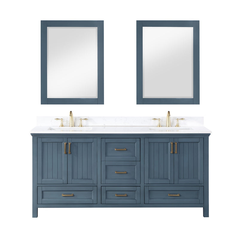 Altair Designs Isla 72" Double Bathroom Vanity Set with Aosta White Marble Countertop - 538072-WH-AW-NM - Backyard Provider