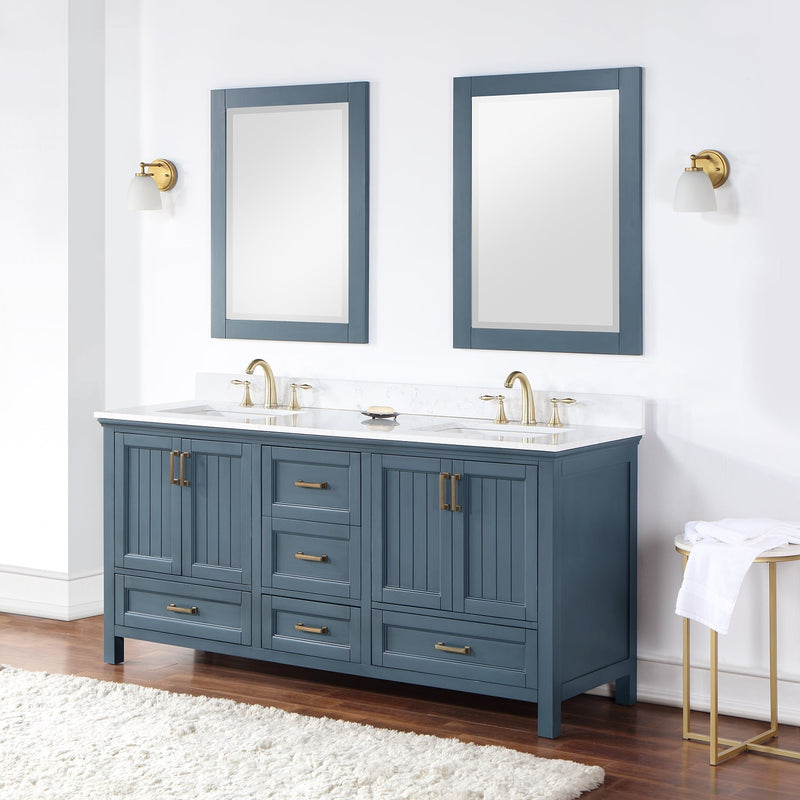 Altair Designs Isla 72" Double Bathroom Vanity Set with Aosta White Marble Countertop - 538072-WH-AW-NM - Backyard Provider