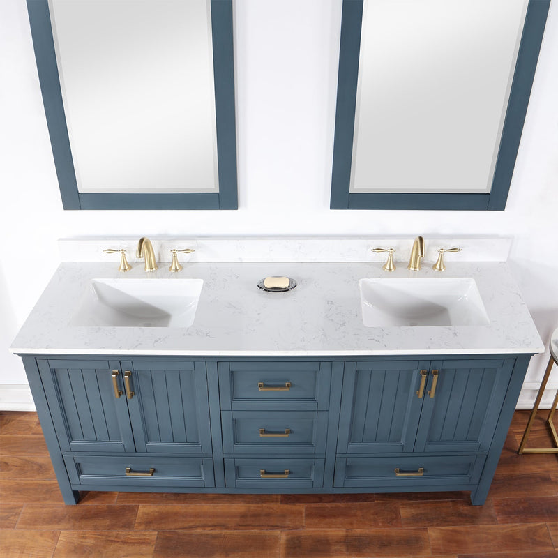 Altair Designs Isla 72" Double Bathroom Vanity Set with Aosta White Marble Countertop - 538072-WH-AW-NM - Backyard Provider