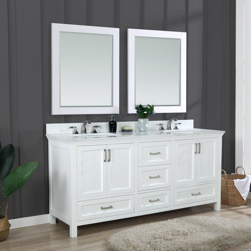 Altair Designs Isla 72" Double Bathroom Vanity Set with Aosta White Marble Countertop - 538072-WH-AW-NM - Backyard Provider