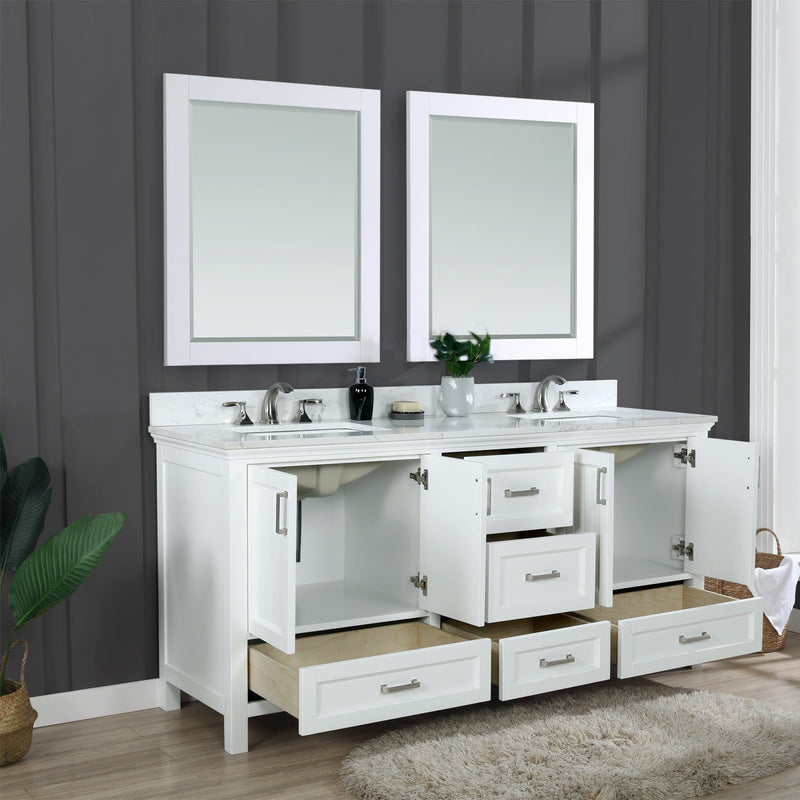 Altair Designs Isla 72" Double Bathroom Vanity Set with Aosta White Marble Countertop - 538072-WH-AW-NM - Backyard Provider