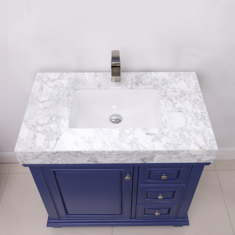 Altair Designs Jardin 36" Single Bathroom Vanity Set with Carrara White Marble Countertop - 539036-WH-CA-NM - Backyard Provider