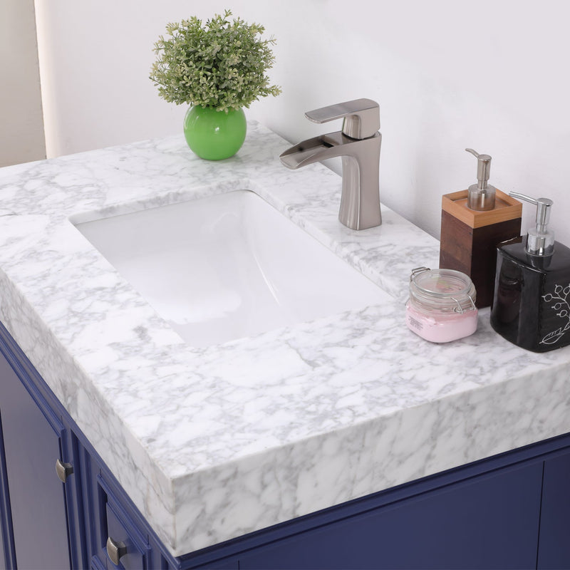 Altair Designs Jardin 36" Single Bathroom Vanity Set with Carrara White Marble Countertop - 539036-WH-CA-NM - Backyard Provider