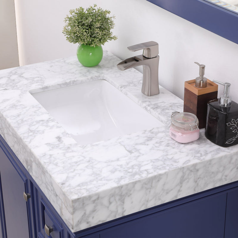 Altair Designs Jardin 36" Single Bathroom Vanity Set with Carrara White Marble Countertop - 539036-WH-CA-NM - Backyard Provider