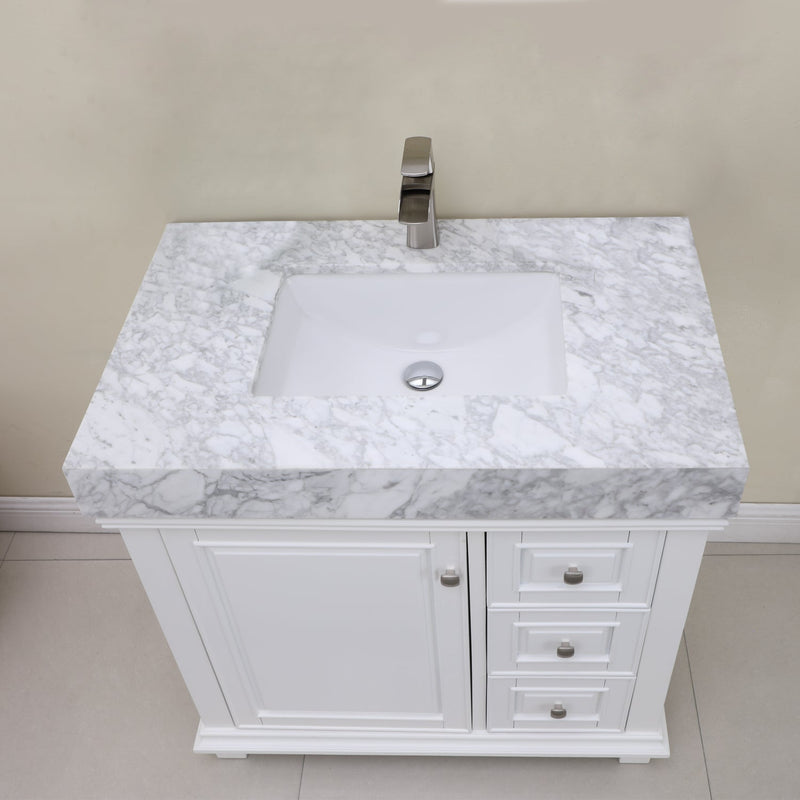 Altair Designs Jardin 36" Single Bathroom Vanity Set with Carrara White Marble Countertop - 539036-WH-CA-NM - Backyard Provider