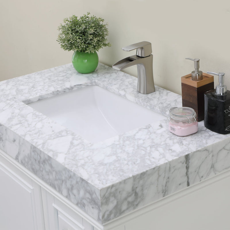 Altair Designs Jardin 36" Single Bathroom Vanity Set with Carrara White Marble Countertop - 539036-WH-CA-NM - Backyard Provider