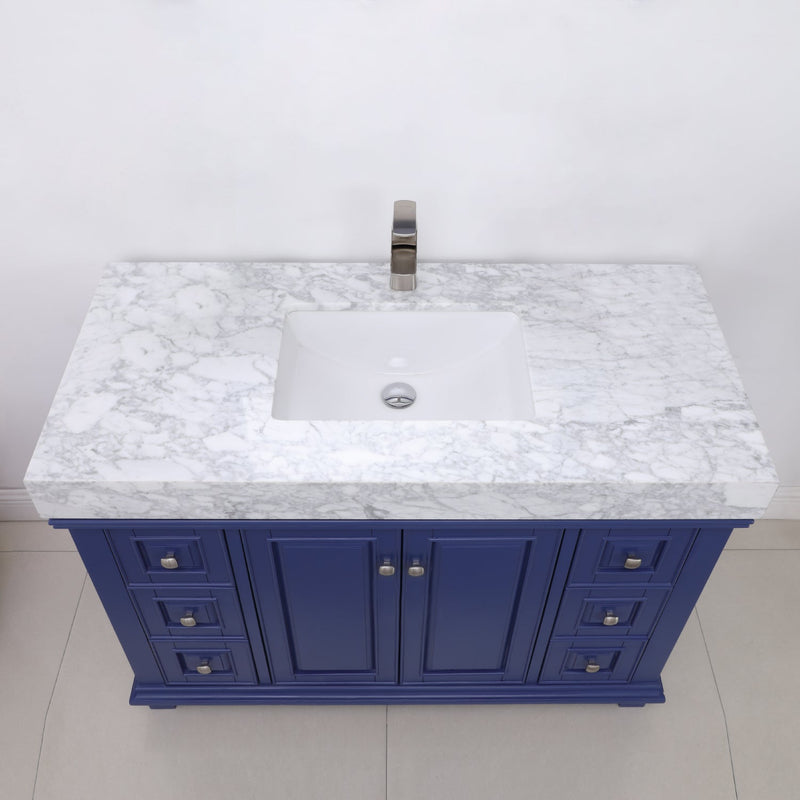 Altair Designs Jardin 48" Single Bathroom Vanity Set with Carrara White Marble Countertop - 539048-WH-CA-NM - Backyard Provider