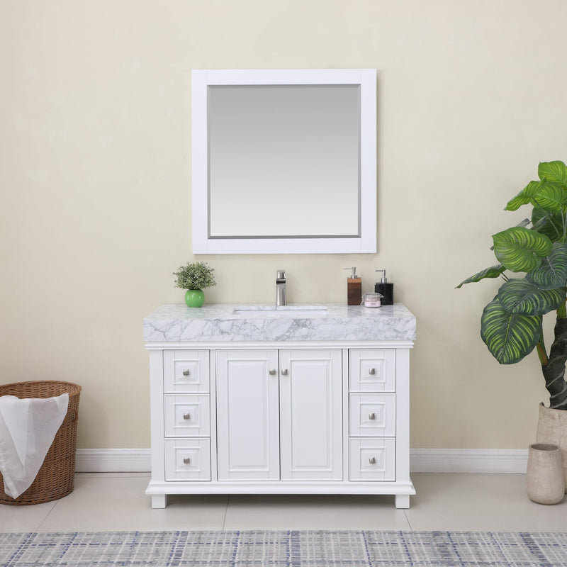 Altair Designs Jardin 48" Single Bathroom Vanity Set with Carrara White Marble Countertop - 539048-WH-CA-NM - Backyard Provider