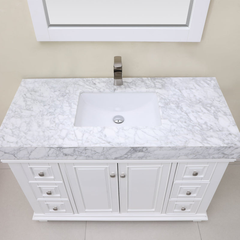 Altair Designs Jardin 48" Single Bathroom Vanity Set with Carrara White Marble Countertop - 539048-WH-CA-NM - Backyard Provider