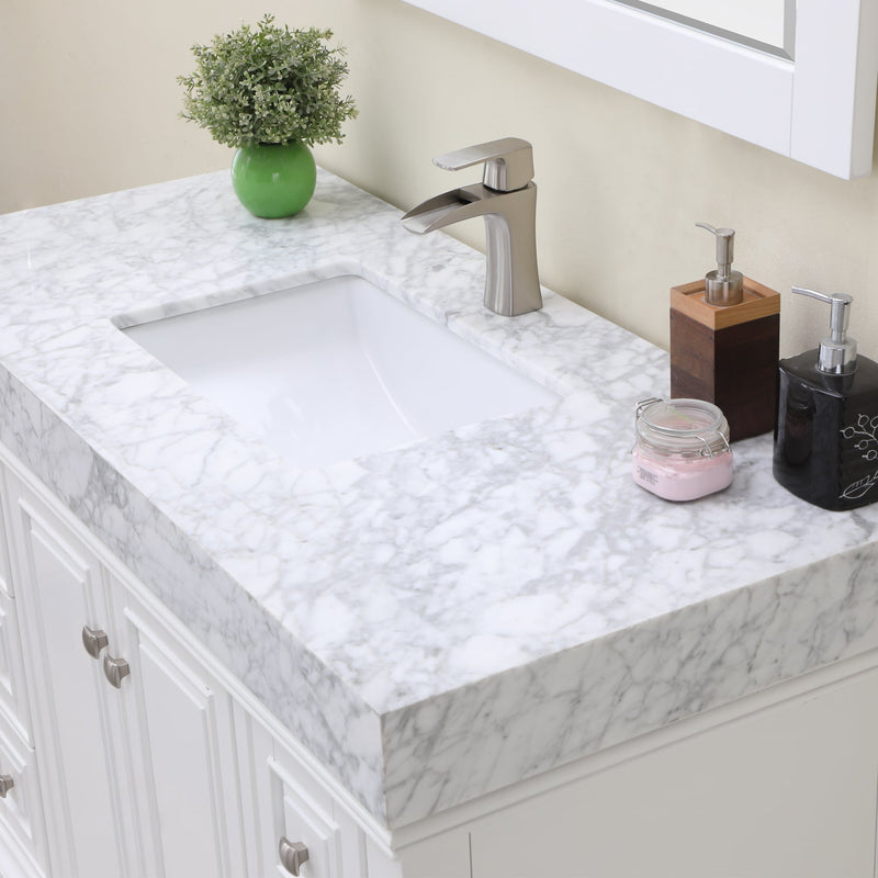 Altair Designs Jardin 48" Single Bathroom Vanity Set with Carrara White Marble Countertop - 539048-WH-CA-NM - Backyard Provider