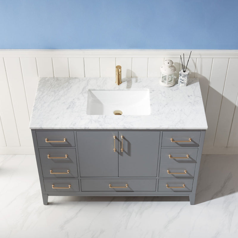 Altair Designs Sutton 48" Single Bathroom Vanity Set with Marble Countertop - 541048-WH-CA-NM - Backyard Provider