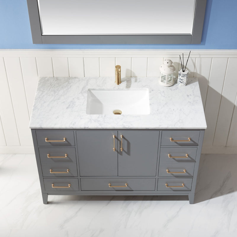 Altair Designs Sutton 48" Single Bathroom Vanity Set with Marble Countertop - 541048-WH-CA-NM - Backyard Provider