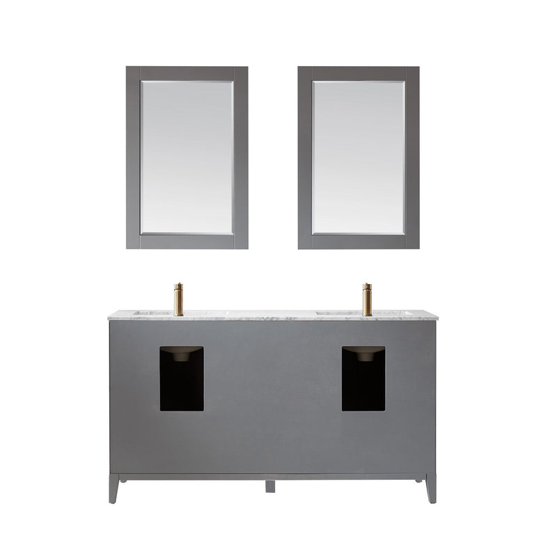 Altair Designs Sutton 60" Double Bathroom Vanity Set with Marble Countertop - 541060-WH-CA-NM - Backyard Provider