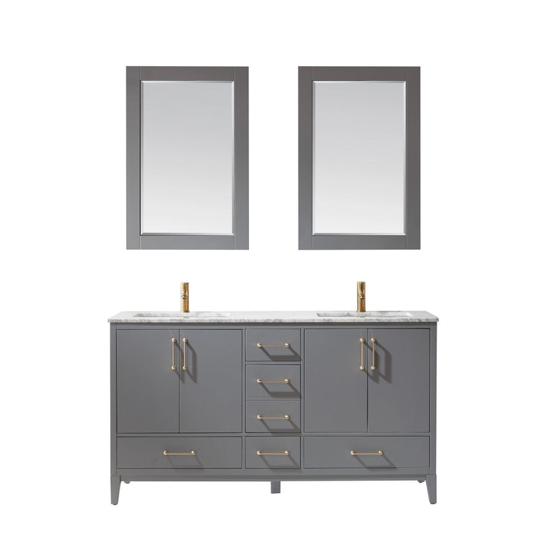 Altair Designs Sutton 60" Double Bathroom Vanity Set with Marble Countertop - 541060-WH-CA-NM - Backyard Provider