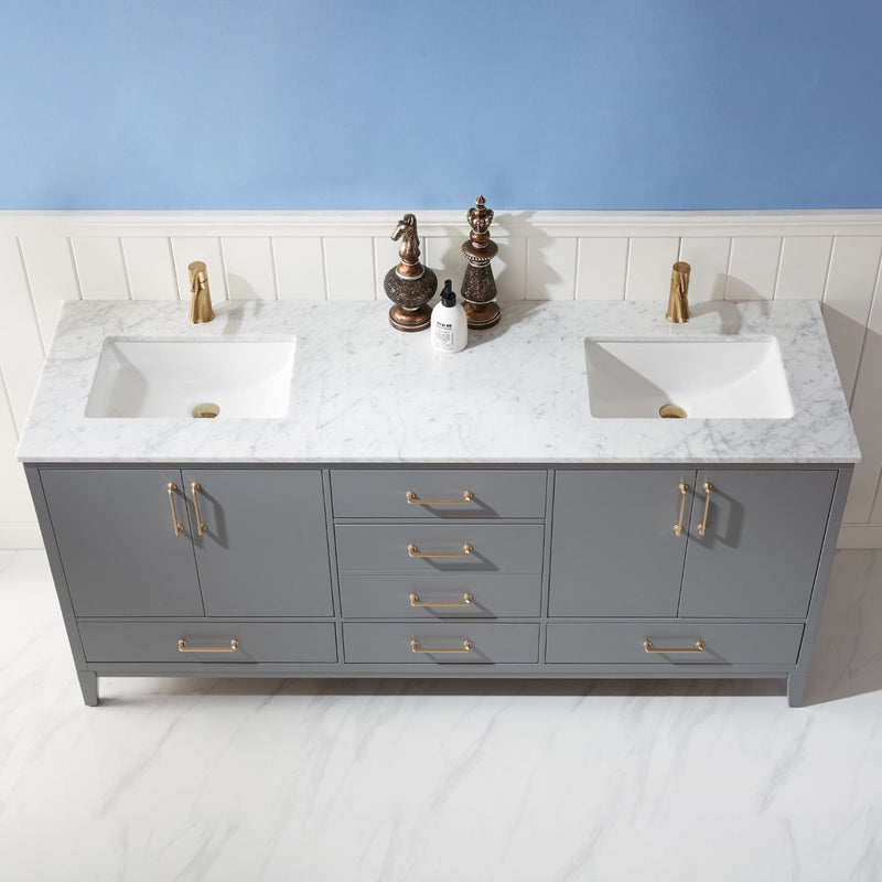 Altair Designs Sutton 72" Double Bathroom Vanity Set with Marble Countertop - 541072-WH-CA-NM - Backyard Provider