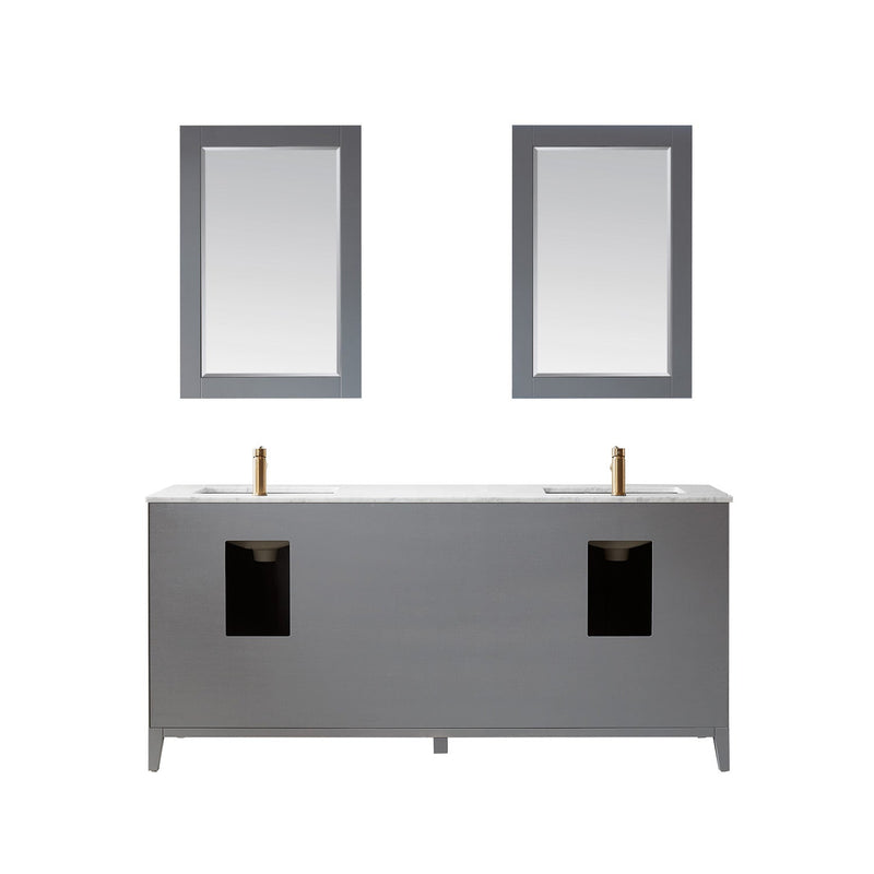 Altair Designs Sutton 72" Double Bathroom Vanity Set with Marble Countertop - 541072-WH-CA-NM - Backyard Provider