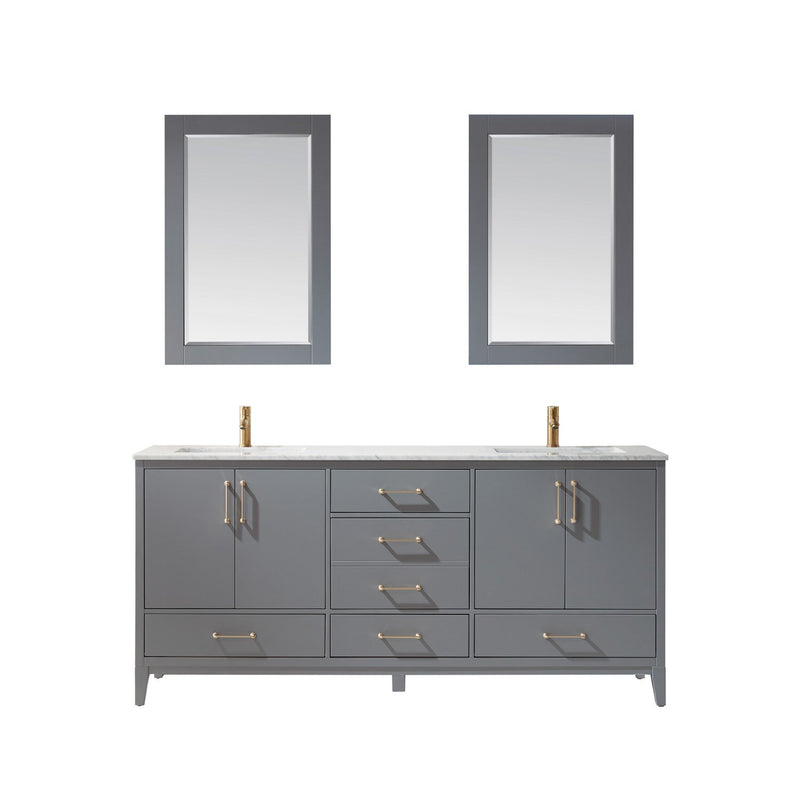 Altair Designs Sutton 72" Double Bathroom Vanity Set with Marble Countertop - 541072-WH-CA-NM - Backyard Provider