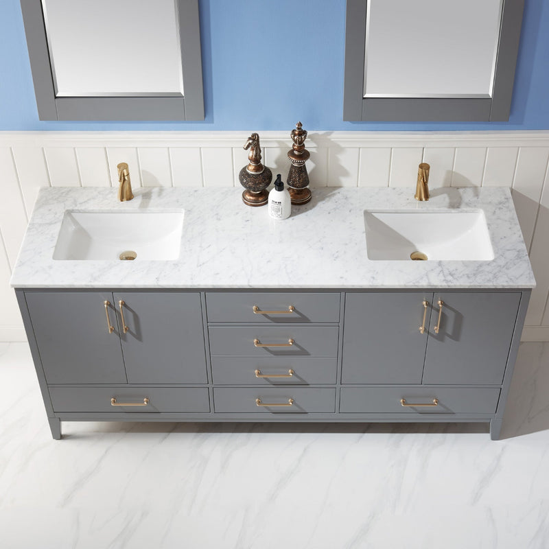 Altair Designs Sutton 72" Double Bathroom Vanity Set with Marble Countertop - 541072-WH-CA-NM - Backyard Provider