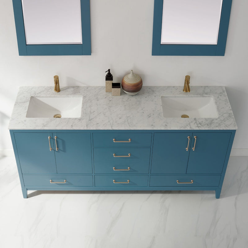 Altair Designs Sutton 72" Double Bathroom Vanity Set with Marble Countertop - 541072-WH-CA-NM - Backyard Provider